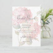 Modernes Pink Blush Hydrangea Bridal Brunch Einladung (Stehend Vorderseite)
