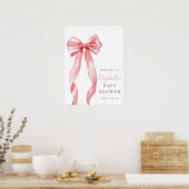 Modernes Pink Bow Baby Dusche Begrüßungszeichen Poster (Küche)