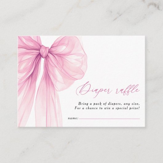 Modernes Pink Bow Babydusche Windelwanne Windelwan Begleitkarte (Vorderseite)