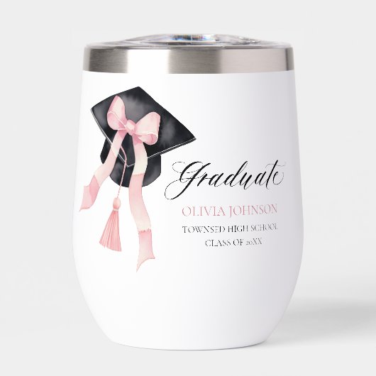 Modernes Pink Bow Coquette Graduate Cap Graduate (Vorderseite)