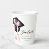 Modernes Pink Bow Coquette Graduate Cap Graduate Pappbecher (Rückseite)