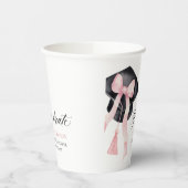 Modernes Pink Bow Coquette Graduate Cap Graduate Pappbecher (Links)