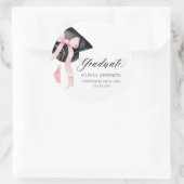 Modernes Pink Bow Coquette Graduate Cap Graduate Runder Aufkleber (Tasche)