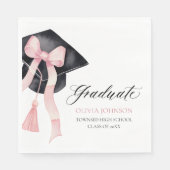 Modernes Pink Bow Coquette Graduate Cap Graduate Serviette (Vorderseite)
