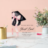 Modernes Pink Bow Graduation Party Guest Book Sign Acrylschild (Hochzeit)