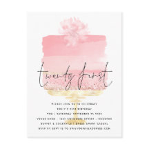 Modernes Pink Cake Script 21. Geburtstagseinladung