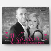 Modernes Pink Chic Script Herz für Schwarz-weißes  Fotoplatte (Vorderseite)