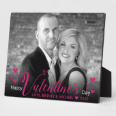 Modernes Pink Chic Script Herz für Schwarz-weißes  Fotoplatte (Seite)