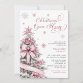 Modernes Pink Christmas Tree Open House Party Einladung (Vorderseite)
