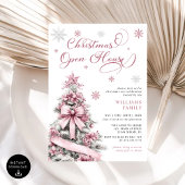 Modernes Pink Christmas Tree Open House Party Einladung