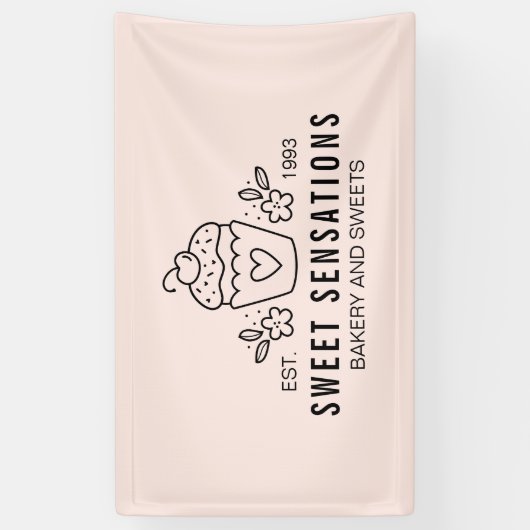 Modernes Pink Cupcake Bäckerei Koch Banner (Vertikal)