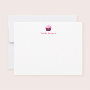 Modernes Pink Cupcake Personalisiert Stationierung Mitteilungskarte