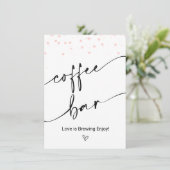Modernes Pink Dots Kaffee Bar Sign Einladung (Stehend Vorderseite)