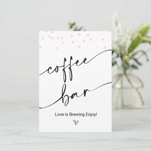 Modernes Pink Dots Kaffee Bar Sign Einladung (Stehend Vorderseite)
