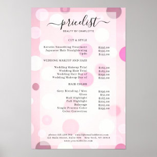 Modernes Pink Dots Muster Salon Preisliste Poster
