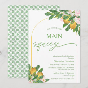 Modernes Pink Flora Lemon Main Squeeze Brautparty Einladung