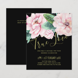 Modernes Pink Floral Black Wedding Budget