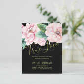 Modernes Pink Floral Black Wedding Budget (Stehend Vorderseite)