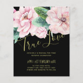 Modernes Pink Floral Black Wedding Budget (Vorderseite)