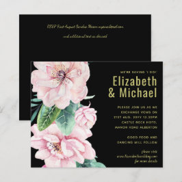 Modernes Pink Floral Black Wedding Budget