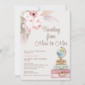 Modernes pink floral Brautparty Frau Miss. Einladung (Vorderseite)