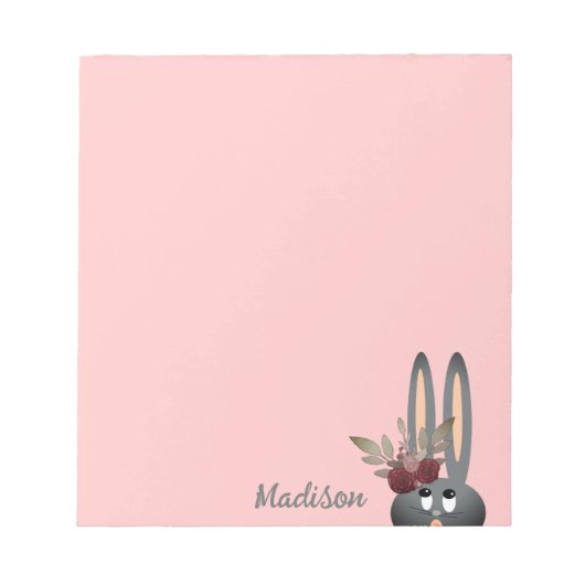 Modernes Pink Floral Ostern Personalisiert Notizblock (Vorderseite)