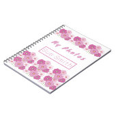 Modernes Pink Floral Spiral Foto Notebook Notizblock (Linke Seite)