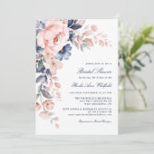 Modernes Pink Floral Watercolor Script-Brautparty Einladung (Stehend Vorderseite)