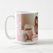 Modernes Pink-Foto-Schneeflocken Kaffeetasse (Links)