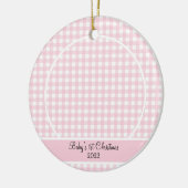 Modernes Pink Gingham Baby Foto Keramik Ornament (Links)