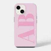 Modernes Pink Girly Initial Minimal Monogram Case iPhone Hülle (Rückseite)