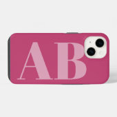 Modernes Pink Girly Initial Minimal Monogram Case iPhone Hülle (Rückseite (Horizontal))