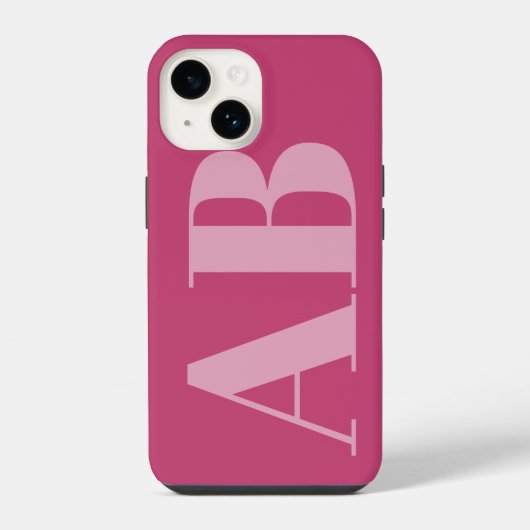 Modernes Pink Girly Initial Minimal Monogram Case iPhone Hülle (Rückseite)