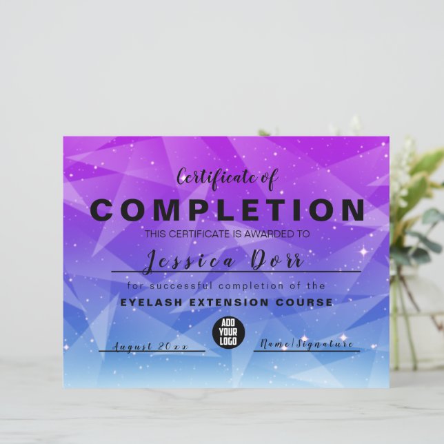 Modernes Pink Girly Zertifikat (Stehend Vorderseite)