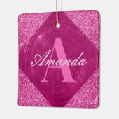 Modernes Pink-Glitzer Girly Monogram Keramikornament (Links)