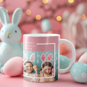 Modernes Pink Glückliches Gesegnetes Ostern Foto Tasse