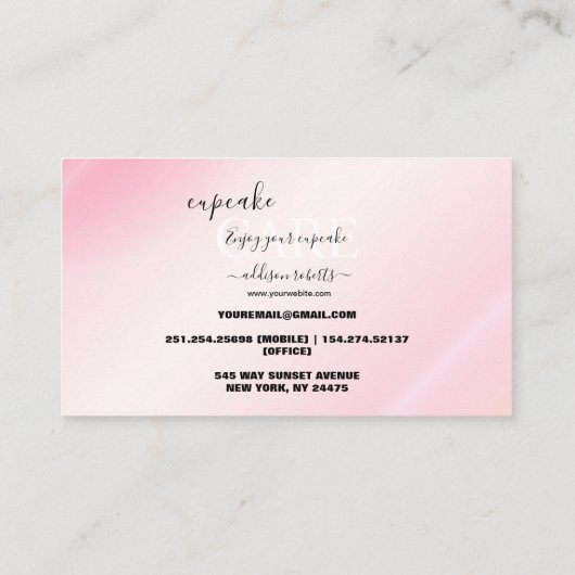 Modernes Pink Gold Aquarell Cupcake Care Business Visitenkarte (Rückseite)