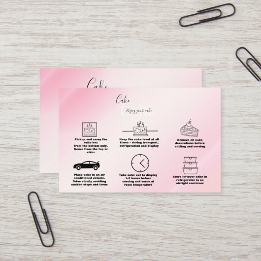 Modernes Pink Gold Cake Care Business Visitenkarte (Vorderseite/Rückseite Beispiel)