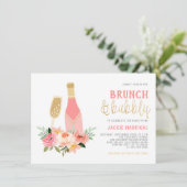 Modernes Pink & Gold Glitzer Bridal Brunch & Bubbl Einladung (Stehend Vorderseite)