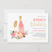 Modernes Pink & Gold Glitzer Bridal Brunch & Bubbl Einladung (Vorderseite)