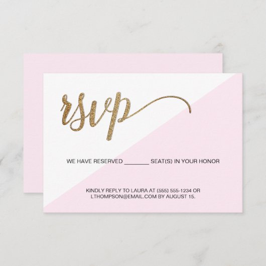 Modernes Pink Gold UAWG kein Mailing reserviert Si RSVP Karte (Vorne/Hinten)