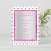 MODERNES PINK GRAU HERZ JEDEN ANLASS PARTY Gold Einladung (Stehend Vorderseite)