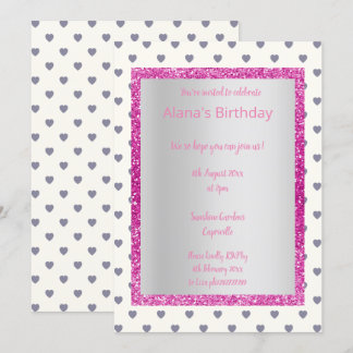 MODERNES PINK GRAU HERZ JEDEN ANLASS PARTY Gold Einladung