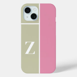 Modernes PInk-grünes Monogramm Case-Mate iPhone Hülle