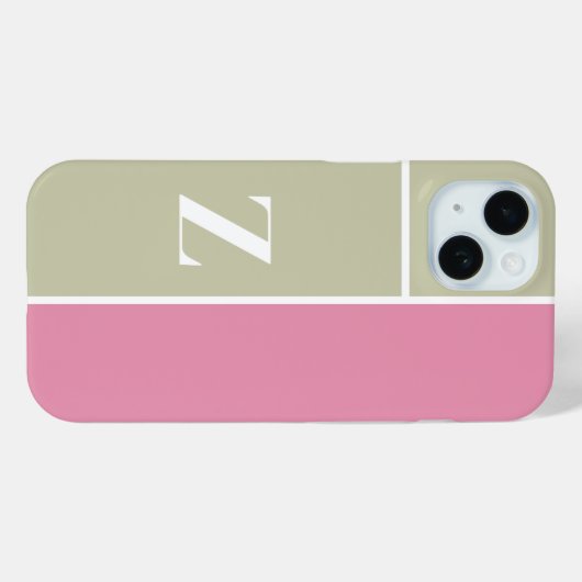 Modernes PInk-grünes Monogramm Case-Mate iPhone Hülle (Rückseite (Horizontal))
