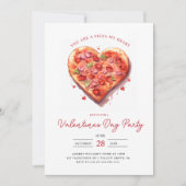 Modernes Pink Heart Pizza Valentines Party Einladung (Vorderseite)