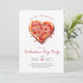 Modernes Pink Heart Pizza Valentines Party Einladung (Stehend Vorderseite)