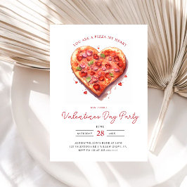 Modernes Pink Heart Pizza Valentines Party Einladung
