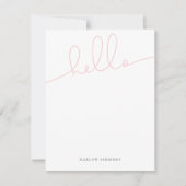 Modernes Pink HELLO Script Mitteilungskarte (Vorderseite)