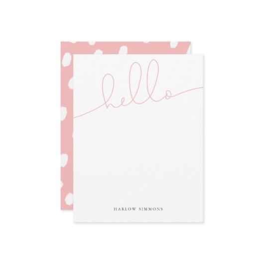 Modernes Pink HELLO Script Mitteilungskarte (Vorderseite/Rückseite Beispiel)